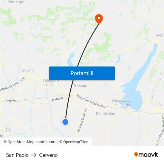 San Paolo to Cerveno map