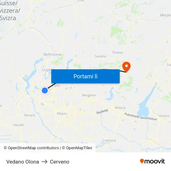 Vedano Olona to Cerveno map