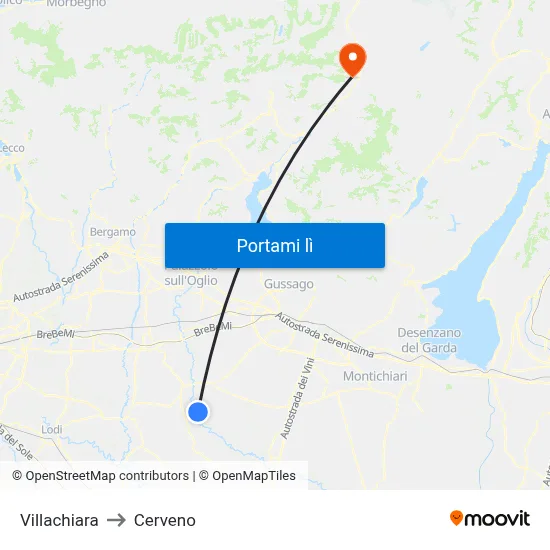 Villachiara to Cerveno map