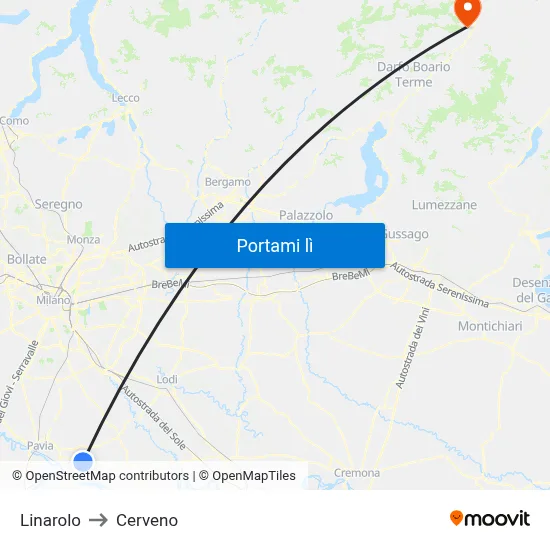 Linarolo to Cerveno map