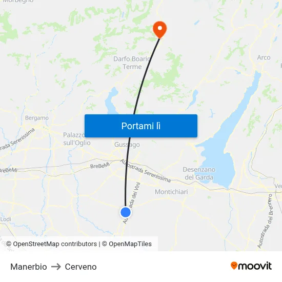 Manerbio to Cerveno map