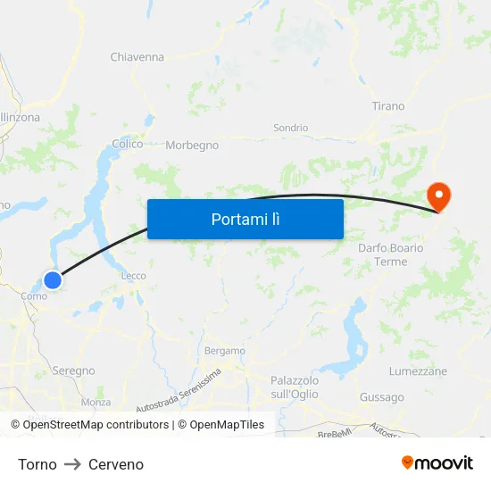 Torno to Cerveno map