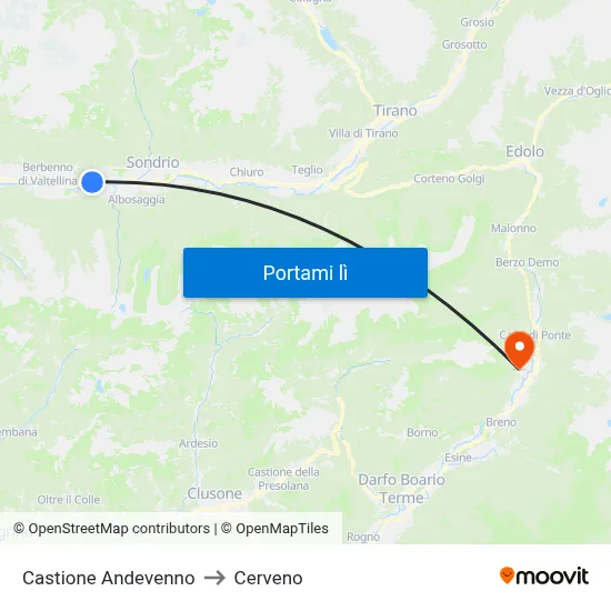 Castione Andevenno to Cerveno map