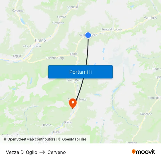 Vezza D' Oglio to Cerveno map