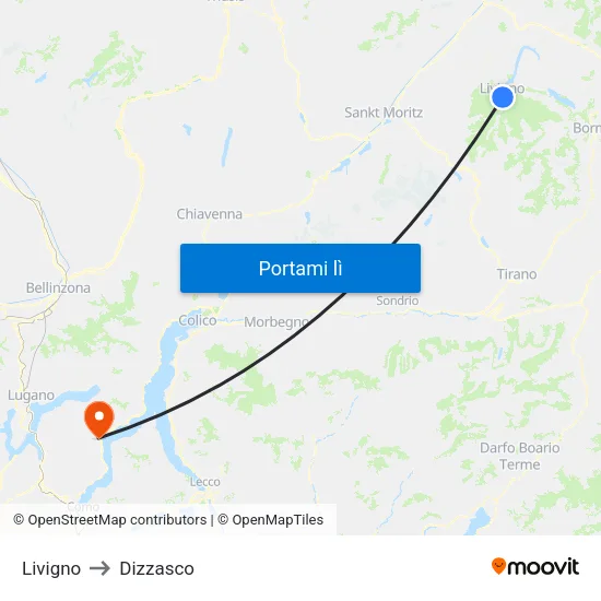 Livigno to Dizzasco map