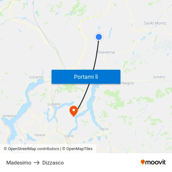 Madesimo to Dizzasco map