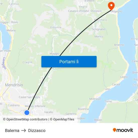 Balerna to Dizzasco map