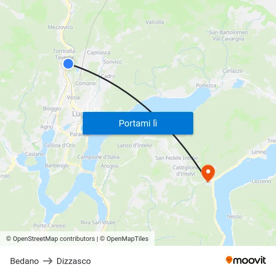 Bedano to Dizzasco map