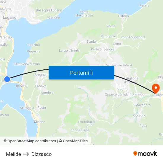 Melide to Dizzasco map