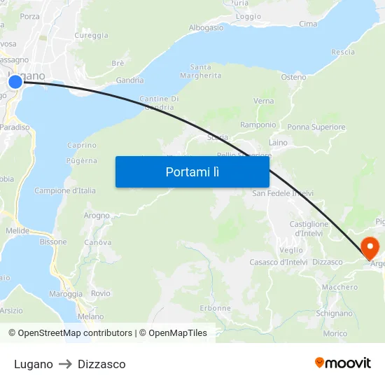 Lugano to Dizzasco map