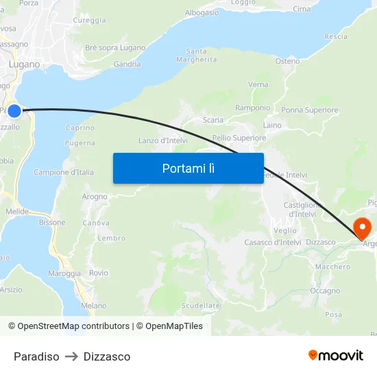 Paradiso to Dizzasco map