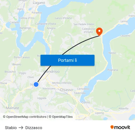 Stabio to Dizzasco map