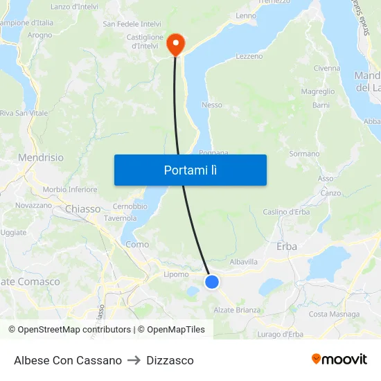 Albese Con Cassano to Dizzasco map
