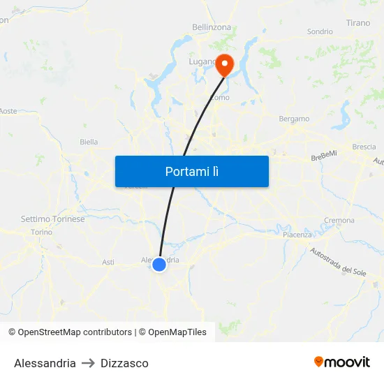 Alessandria to Dizzasco map