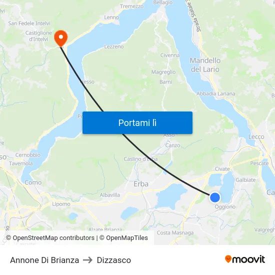 Annone Di Brianza to Dizzasco map