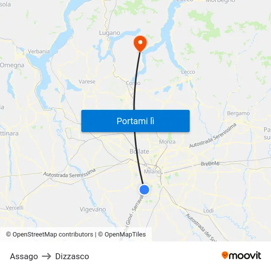 Assago to Dizzasco map