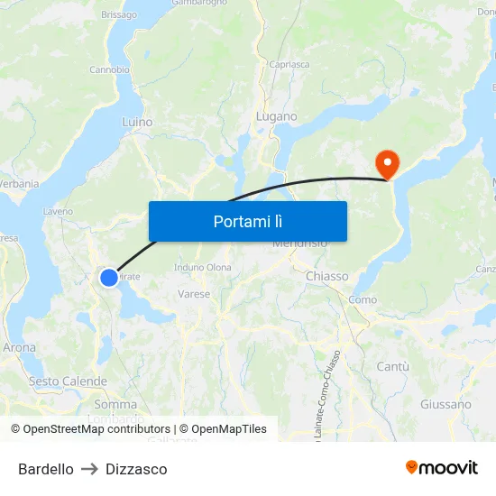 Bardello to Dizzasco map