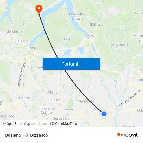 Basiano to Dizzasco map