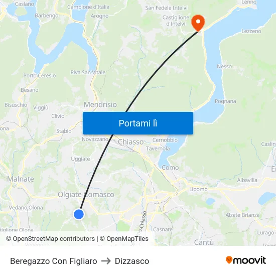 Beregazzo Con Figliaro to Dizzasco map