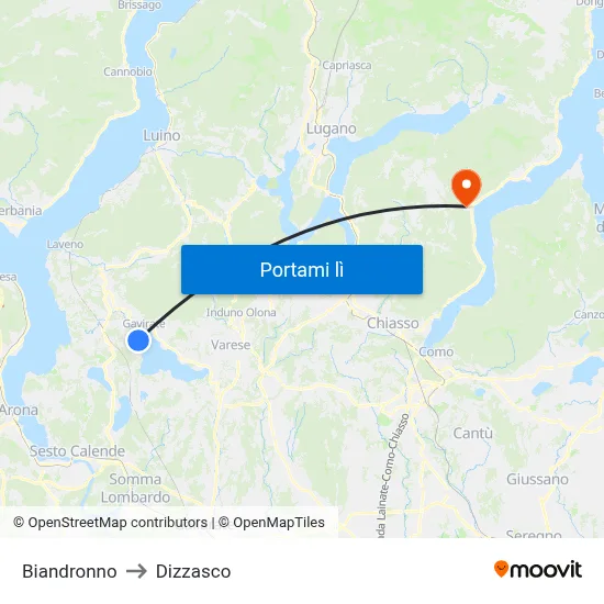 Biandronno to Dizzasco map
