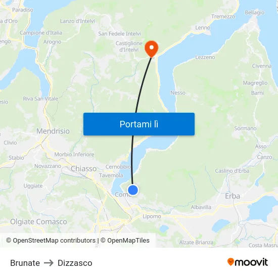 Brunate to Dizzasco map