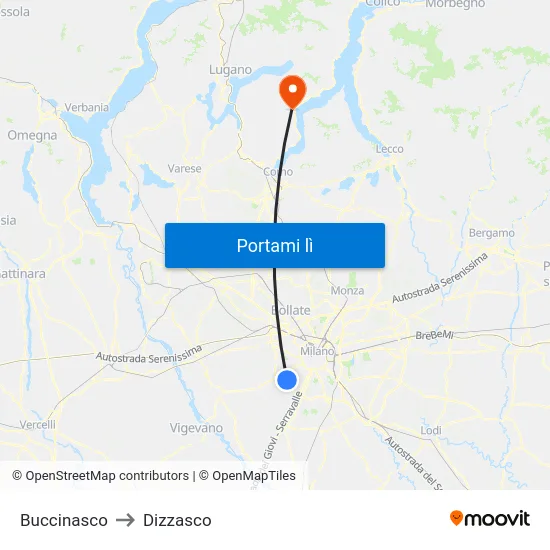 Buccinasco to Dizzasco map