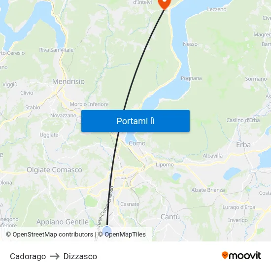 Cadorago to Dizzasco map