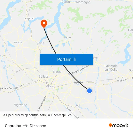 Capralba to Dizzasco map