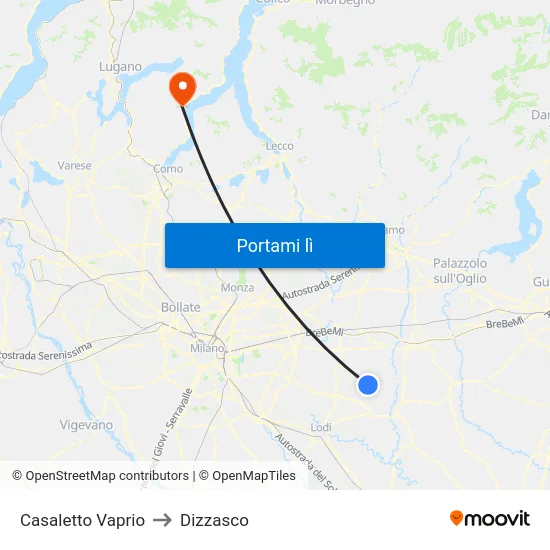 Casaletto Vaprio to Dizzasco map