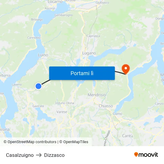Casalzuigno to Dizzasco map