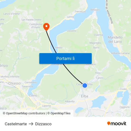 Castelmarte to Dizzasco map