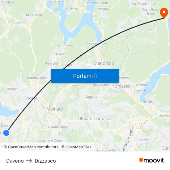 Daverio to Dizzasco map