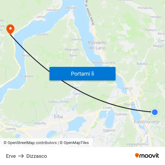 Erve to Dizzasco map