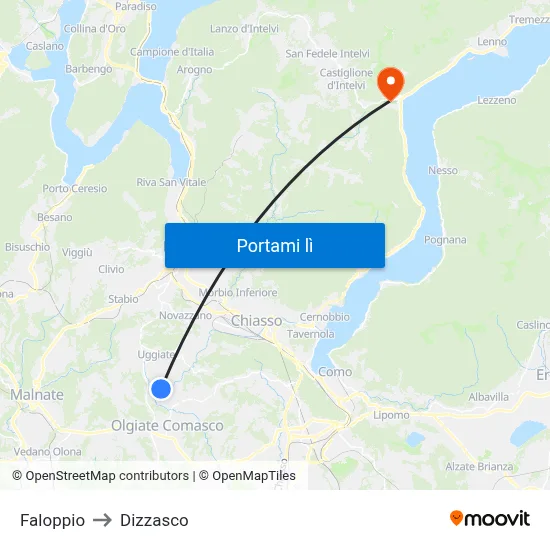 Faloppio to Dizzasco map