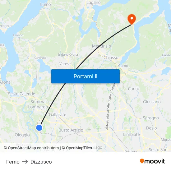 Ferno to Dizzasco map