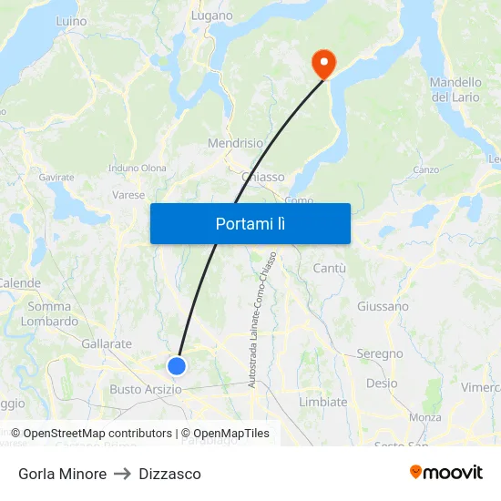 Gorla Minore to Dizzasco map