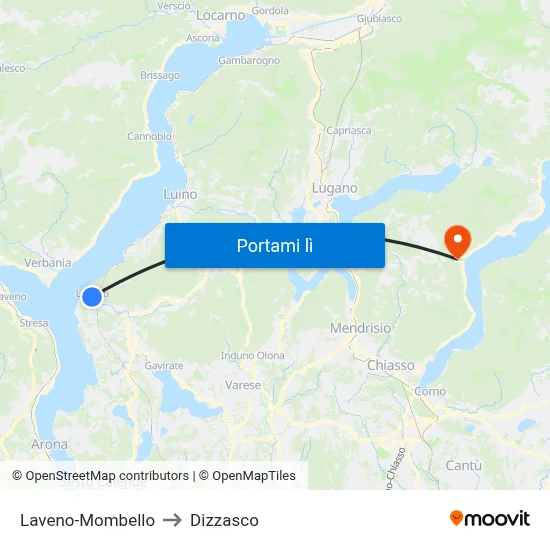 Laveno-Mombello to Dizzasco map