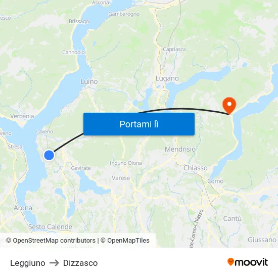 Leggiuno to Dizzasco map