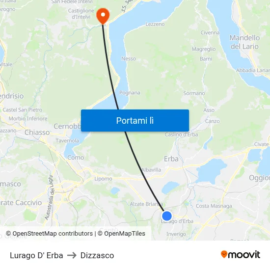 Lurago D' Erba to Dizzasco map