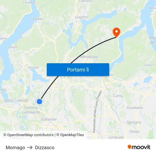 Mornago to Dizzasco map