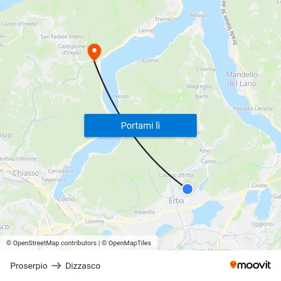 Proserpio to Dizzasco map