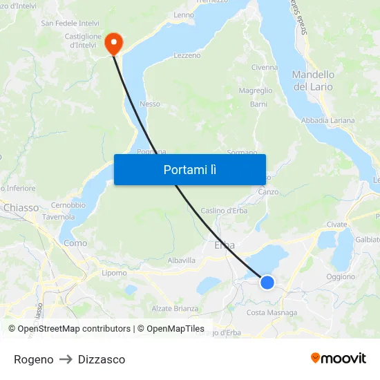 Rogeno to Dizzasco map