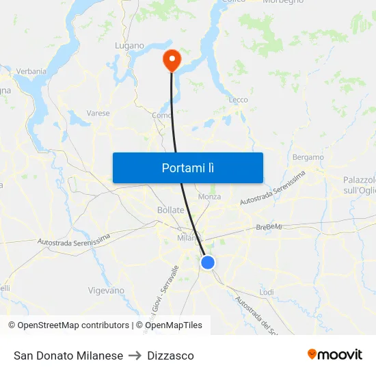 San Donato Milanese to Dizzasco map