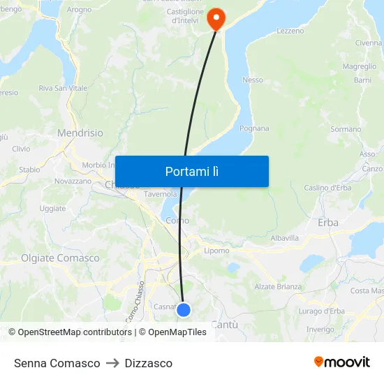 Senna Comasco to Dizzasco map