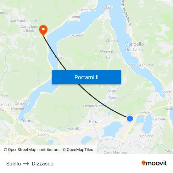 Suello to Dizzasco map