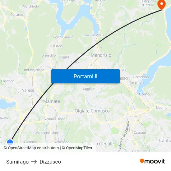 Sumirago to Dizzasco map