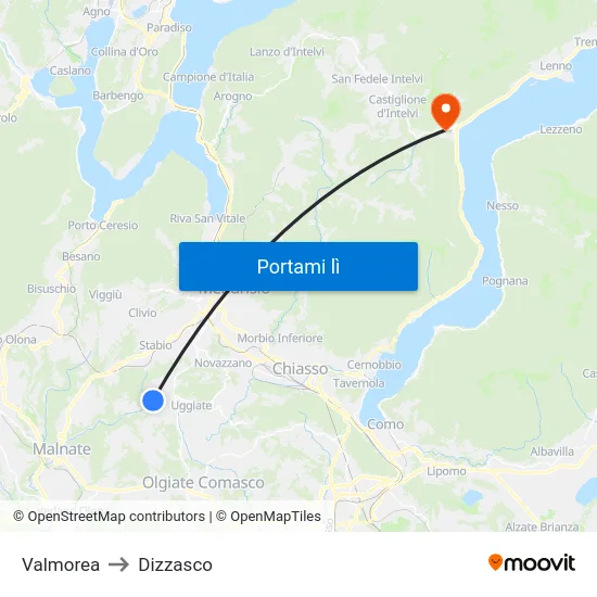 Valmorea to Dizzasco map