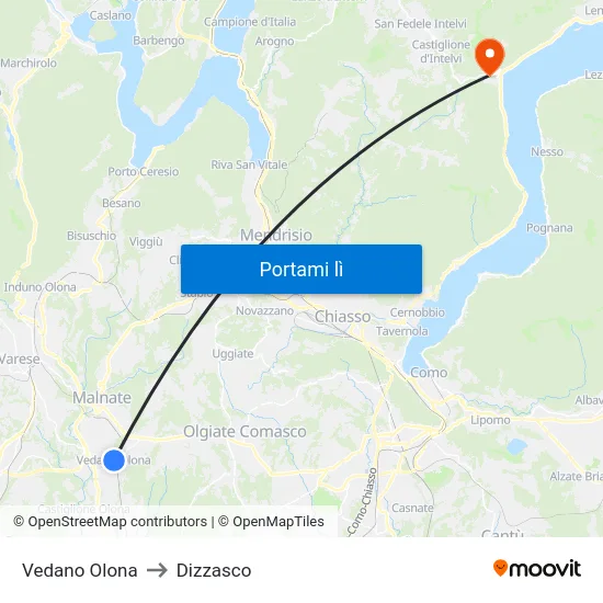 Vedano Olona to Dizzasco map