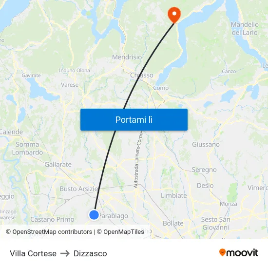 Villa Cortese to Dizzasco map