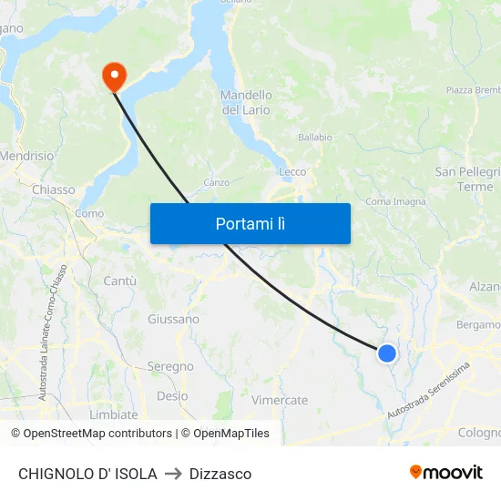 CHIGNOLO D' ISOLA to Dizzasco map